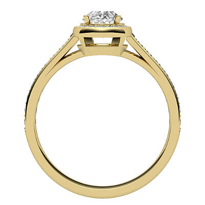 Trionfo Oval Solitaire halo Half diamond band 4 Prongs