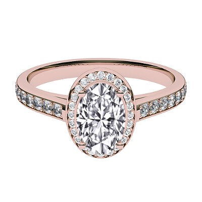 Trionfo Oval Solitaire halo Half diamond band 4 Prongs