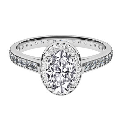 Trionfo Oval Solitaire halo Full diamond band 4 Prongs