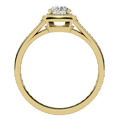 Trionfo Oval Solitaire halo Full diamond band 4 Prongs