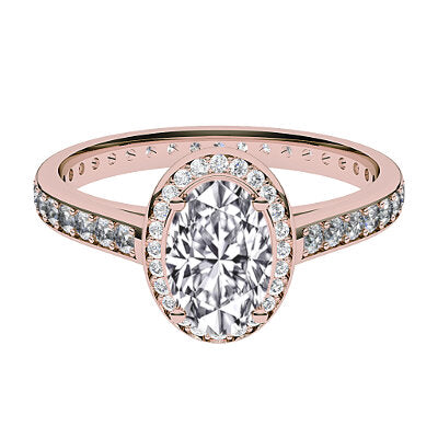 Trionfo Oval Solitaire halo Full diamond band 4 Prongs