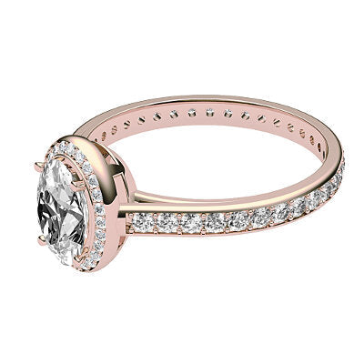 Trionfo Oval Solitaire halo Full diamond band 4 Prongs