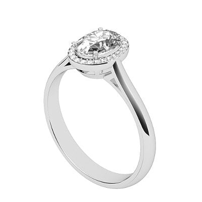 Vittoria Oval Solitaire halo Classic band 4 Prongs
