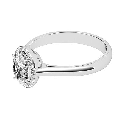 Vittoria Oval Solitaire halo Classic band 4 Prongs