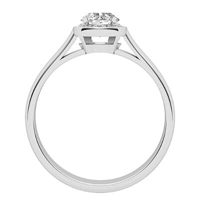 Vittoria Oval Solitaire halo Classic band 4 Prongs