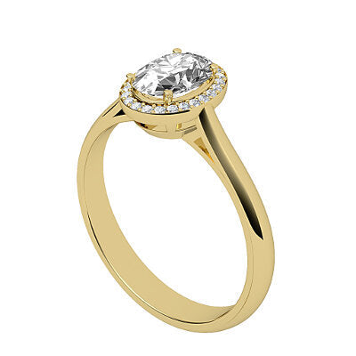Vittoria Oval Solitaire halo Classic band 4 Prongs