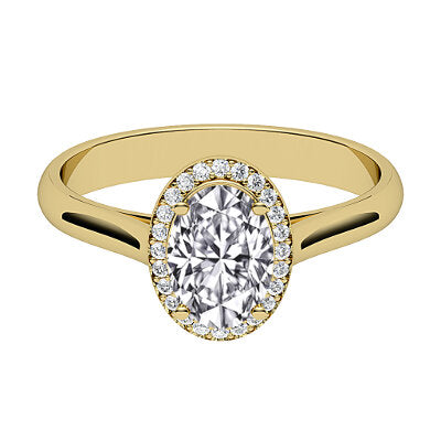 Vittoria Oval Solitaire halo Classic band 4 Prongs