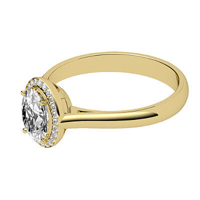 Vittoria Oval Solitaire halo Classic band 4 Prongs