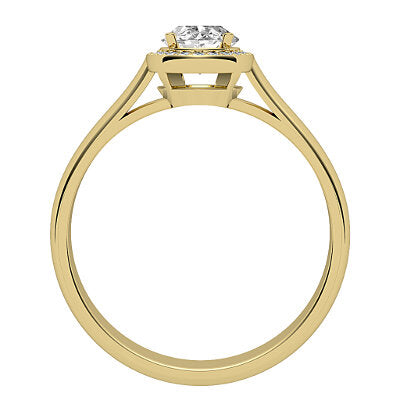 Vittoria Oval Solitaire halo Classic band 4 Prongs