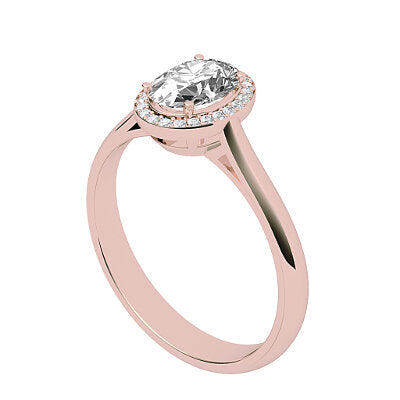 Vittoria Oval Solitaire halo Classic band 4 Prongs