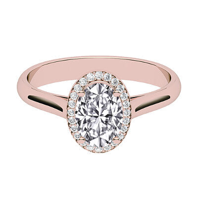 Vittoria Oval Solitaire halo Classic band 4 Prongs