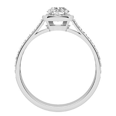 Vittoria Oval Solitaire halo Half diamond band 4 Prongs