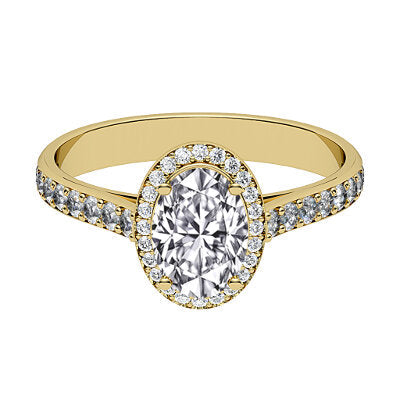 Vittoria Oval Solitaire halo Half diamond band 4 Prongs