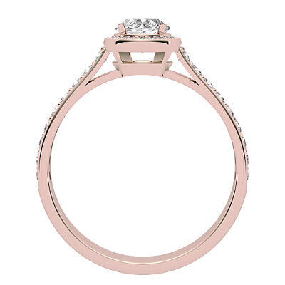 Vittoria Oval Solitaire halo Half diamond band 4 Prongs