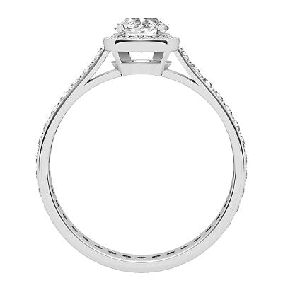 Vittoria Oval Solitaire halo Full diamond band 4 Prongs