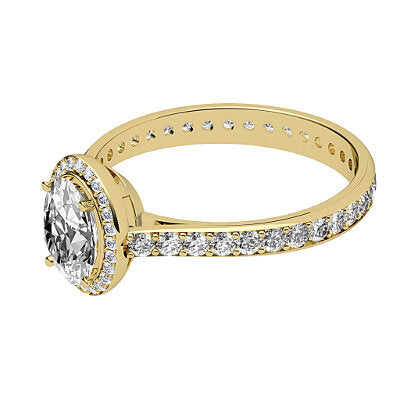 Vittoria Oval Solitaire halo Full diamond band 4 Prongs