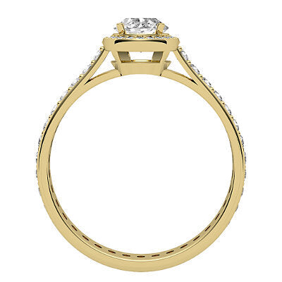 Vittoria Oval Solitaire halo Full diamond band 4 Prongs