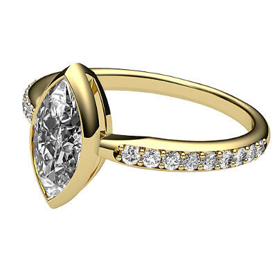 Simple Flat Marquise Solitaire Half diamond band