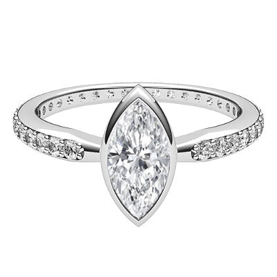 Simple Flat Marquise Solitaire Full diamond band