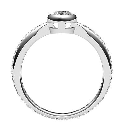 Simple Flat Marquise Solitaire Full diamond band