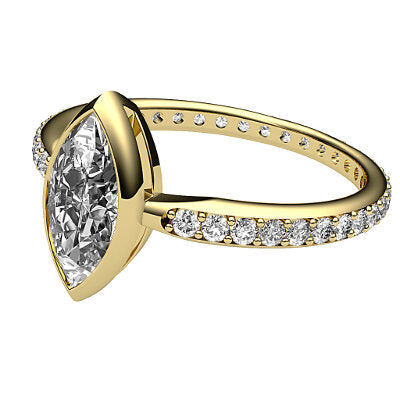 Simple Flat Marquise Solitaire Full diamond band
