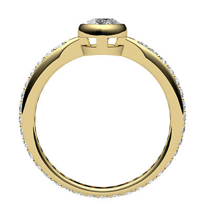 Simple Flat Marquise Solitaire Full diamond band