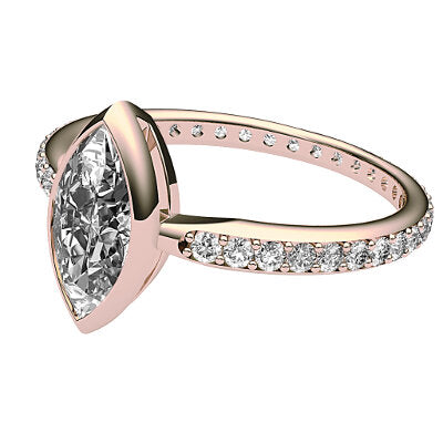 Simple Flat Marquise Solitaire Full diamond band