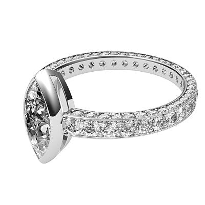 Simple Flat Marquise Solitaire Full coverage diamond band