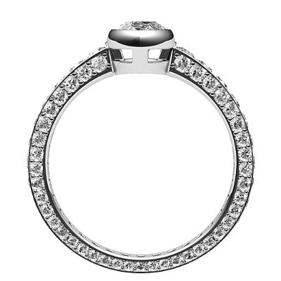 Simple Flat Marquise Solitaire Full coverage diamond band