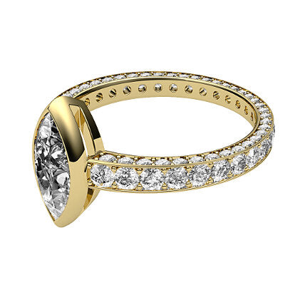 Simple Flat Marquise Solitaire Full coverage diamond band