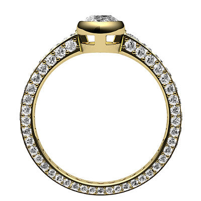 Simple Flat Marquise Solitaire Full coverage diamond band