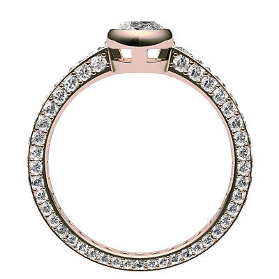 Simple Flat Marquise Solitaire Full coverage diamond band