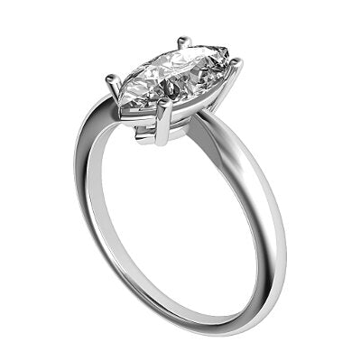 Simple Flat Marquise Solitaire Classic band 4 Prongs