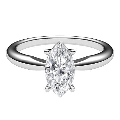 Simple Flat Marquise Solitaire Classic band 4 Prongs