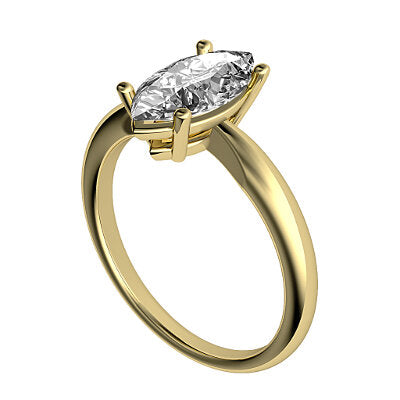 Simple Flat Marquise Solitaire Classic band 4 Prongs