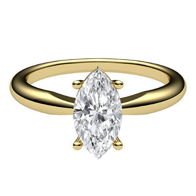 Simple Flat Marquise Solitaire Classic band 4 Prongs
