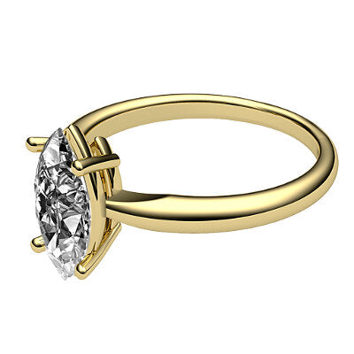 Simple Flat Marquise Solitaire Classic band 4 Prongs