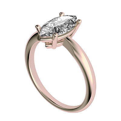 Simple Flat Marquise Solitaire Classic band 4 Prongs