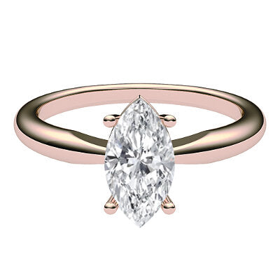 Simple Flat Marquise Solitaire Classic band 4 Prongs