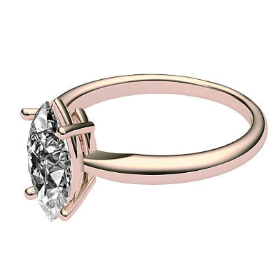 Simple Flat Marquise Solitaire Classic band 4 Prongs