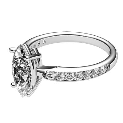 Simple Flat Marquise Solitaire Half diamond band 4 Prongs