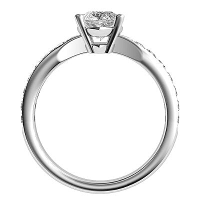 Simple Flat Marquise Solitaire Half diamond band 4 Prongs
