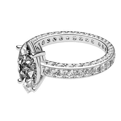 Simple Flat Marquise Solitaire Full coverage diamond band 4 Prongs