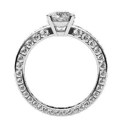 Simple Flat Marquise Solitaire Full coverage diamond band 4 Prongs