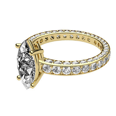 Simple Flat Marquise Solitaire Full coverage diamond band 4 Prongs