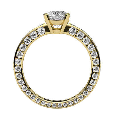 Simple Flat Marquise Solitaire Full coverage diamond band 4 Prongs