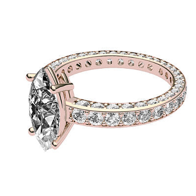 Simple Flat Marquise Solitaire Full coverage diamond band 4 Prongs