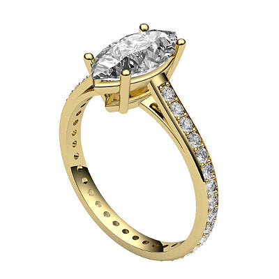 Trionfo Marquise Solitaire Full diamond band 4 Prongs