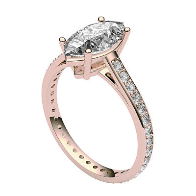 Trionfo Marquise Solitaire Full diamond band 4 Prongs
