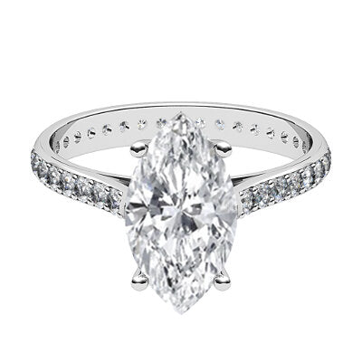 Vittoria Marquise Solitaire Full diamond band 4 Prongs